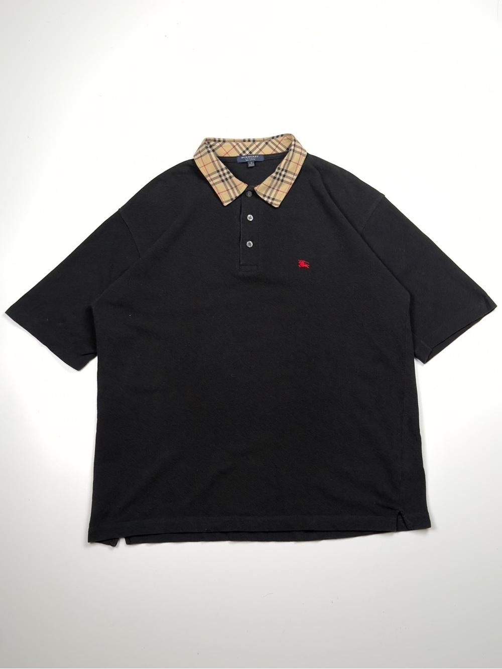 Burberry London Nova Check Plaid Collar Short Sleeve Collar Shirt Mens Large